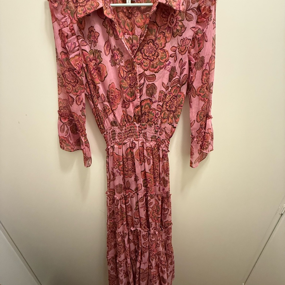 Misa Los Angeles Pink Long Sleeve Dress